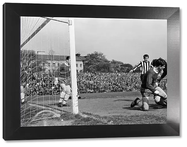 Fulham 1 v. Newcastle 1. 1966 League campaign Panic in the Fulham goalmouth