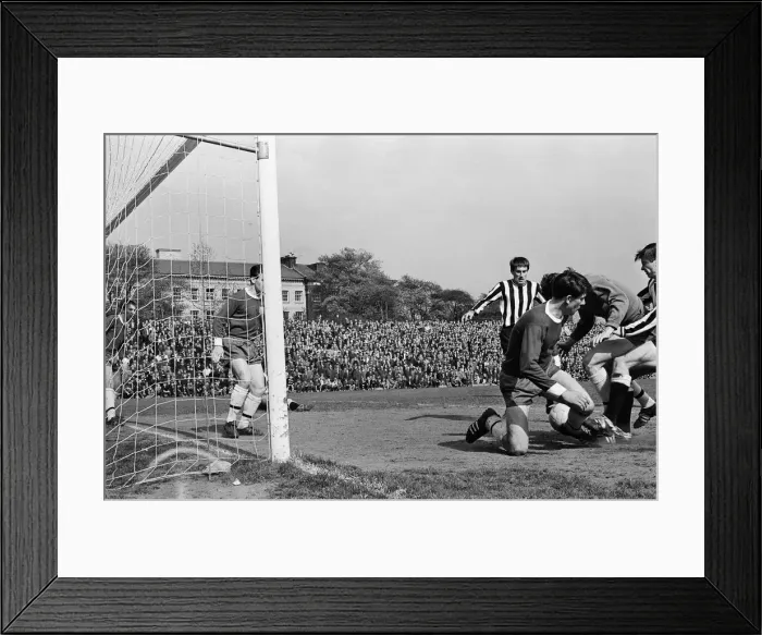 Framed Print : Fulham 1 v. Newcastle 1. 1966 League campaign Panic in the Fulham goalmouth Framed Print : Fulham 1 v. Newcastle 1. 1966 League campaign Panic in the Fulham goalmouth