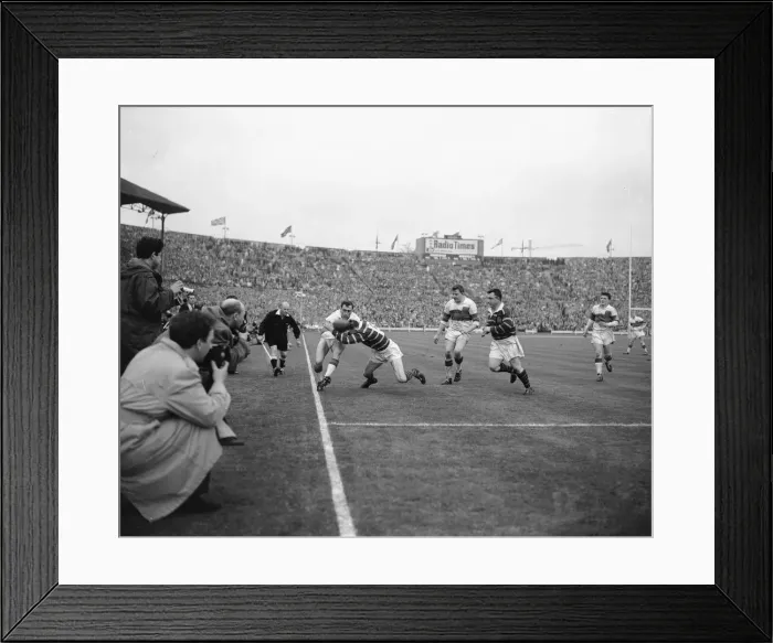 Framed Print : Desperate defence by Huddersfield prevents Wakefield Trinity from scoring a third try in