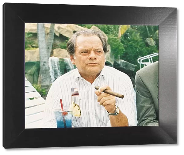 David Jason actor, holding cocktail and cigar Del Boy in Only Fools and Horses, 1991