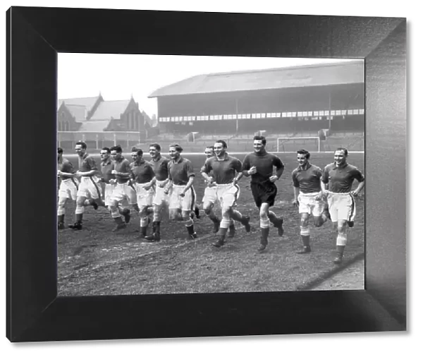 Everton players training at Goodison Park in preparation for an FA Cup match against