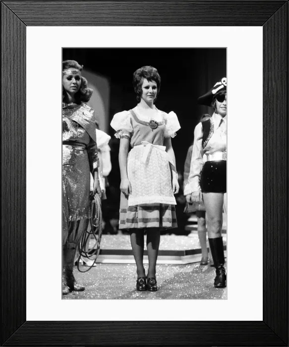Framed Print : Miss World Contestants in traditional dress, at the Royal Albert Hall, 27th November 1969