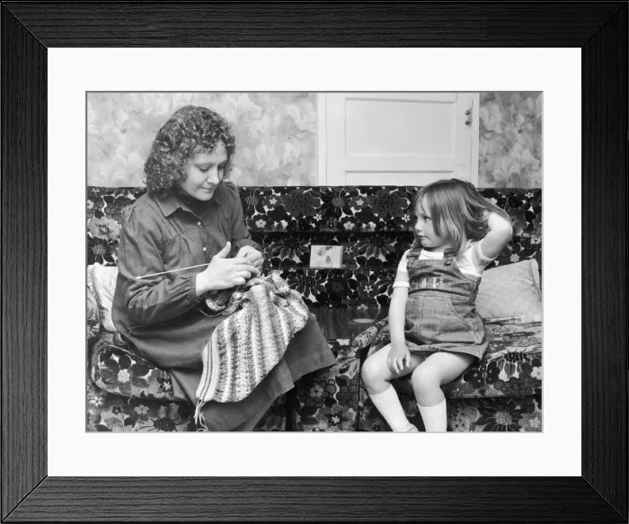 Framed Print : Edina and Lena knitwear Haute Couture have every garment hand knitted Framed Print : Edina and Lena knitwear Haute Couture have every garment hand knitted