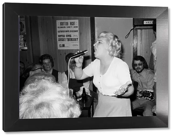Hilda Zavaroni, mother of Lena, singing at the Athletic Bar in Rothesay, June 1974