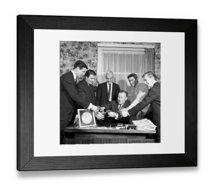 Framed Print : The Tornados, English instrumental group, pictured with Pat Doncaster of the Daily Mirror