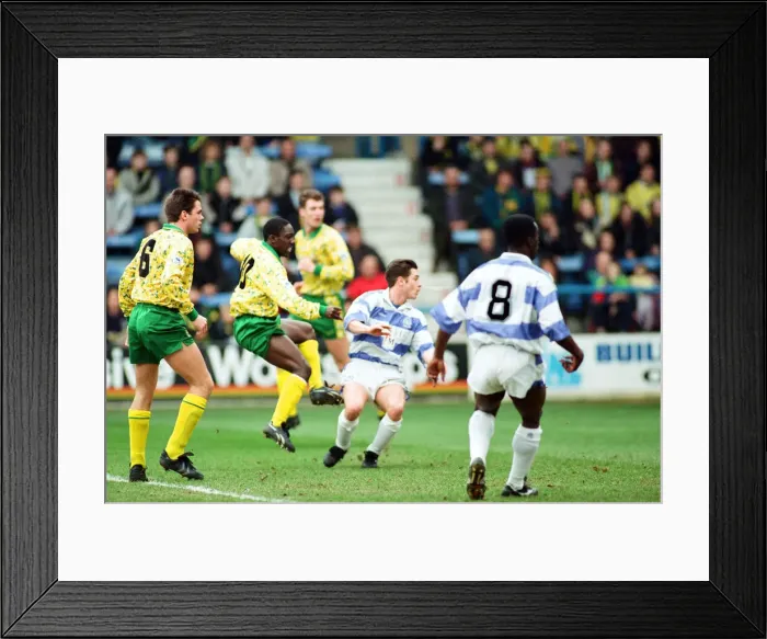 Framed Print : QPR v Norwich, league match at Loftus Road, Saturday 6th March 1993 Framed Print : QPR v Norwich, league match at Loftus Road, Saturday 6th March 1993