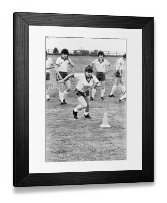 Framed Print : England Womens Football Team, pictured during training session ahead of their