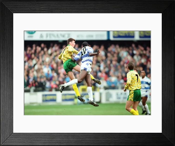 Framed Print : QPR v Norwich, league match at Loftus Road, Saturday 6th March 1993 Framed Print : QPR v Norwich, league match at Loftus Road, Saturday 6th March 1993