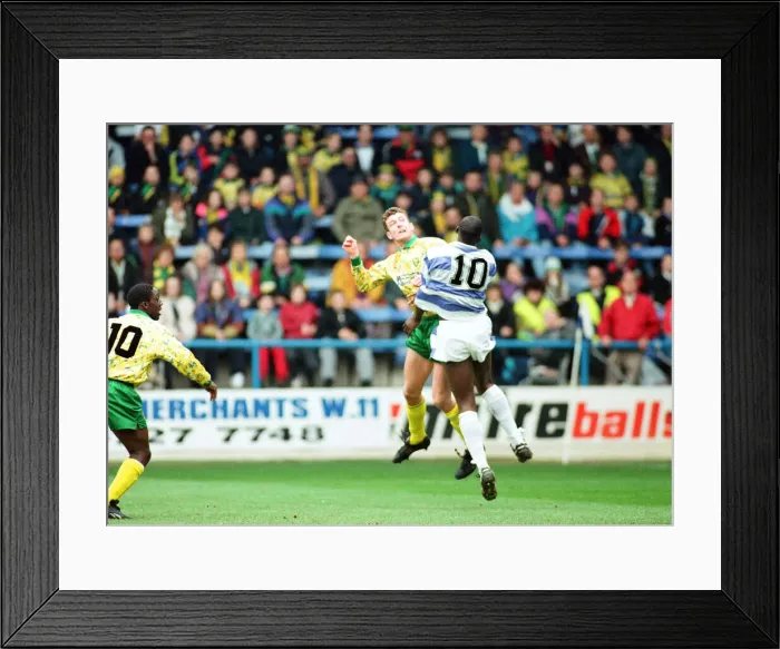 Framed Print : QPR v Norwich, league match at Loftus Road, Saturday 6th March 1993 Framed Print : QPR v Norwich, league match at Loftus Road, Saturday 6th March 1993