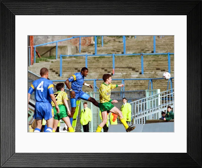 Framed Print : Wimbledon v Norwich, league match at Plough Lane, Saturday 20th March 1993 Framed Print : Wimbledon v Norwich, league match at Plough Lane, Saturday 20th March 1993