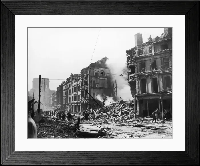 Framed Print : St Georges Square Liverpool after a German air raid 2nd May 1941 Framed Print : St Georges Square Liverpool after a German air raid 2nd May 1941
