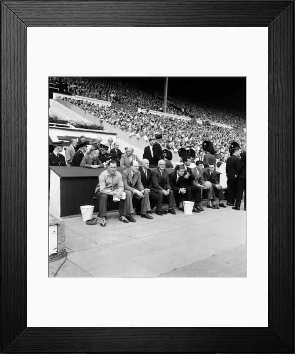 Framed Print : Wolves bench at the 1960 FA Cup Final at Wembley Stadium Framed Print : Wolves bench at the 1960 FA Cup Final at Wembley Stadium