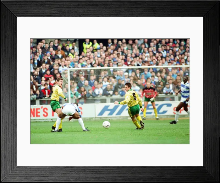 Framed Print : QPR v Norwich, league match at Loftus Road, Saturday 6th March 1993 Framed Print : QPR v Norwich, league match at Loftus Road, Saturday 6th March 1993