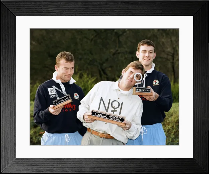 Framed Print : Kenny Dalglish, Manager of Blackburn Rovers, presents his two strikers Alan Shearer Framed Print : Kenny Dalglish, Manager of Blackburn Rovers, presents his two strikers Alan Shearer