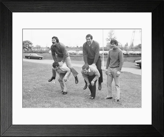 Framed Print : Members of the Leed Rugby League team seen here larking around at Crystal Palace Framed Print : Members of the Leed Rugby League team seen here larking around at Crystal Palace