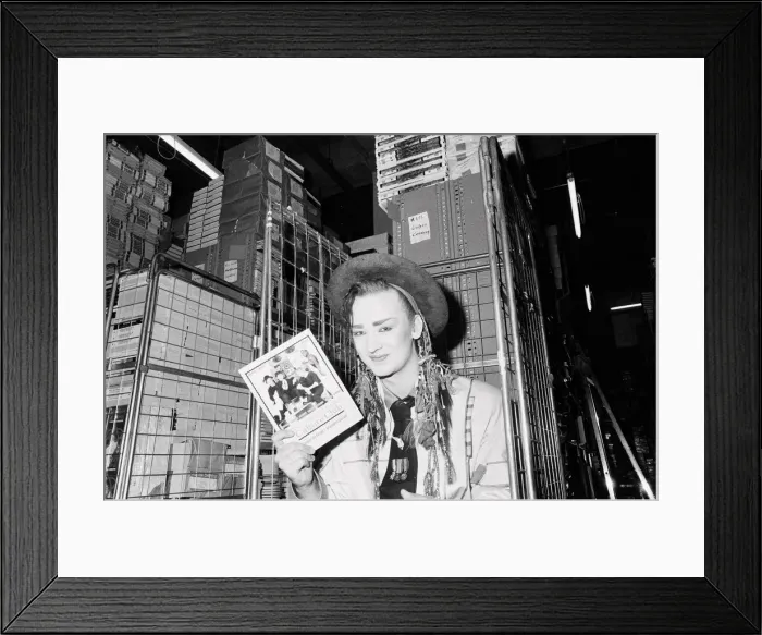 Framed Print : Boy George makes a publicity appearance at a bookshop in Brent Cross, London