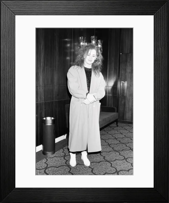 Framed Print : Culture Club singer Boy George who was shown the door at the Hilton Hotel by security man Framed Print : Culture Club singer Boy George who was shown the door at the Hilton Hotel by security man