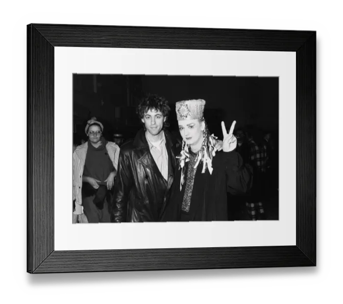Framed Print : Singer Boy George with Bob Geldof during the Culture Club concert at Wembley Framed Print : Singer Boy George with Bob Geldof during the Culture Club concert at Wembley