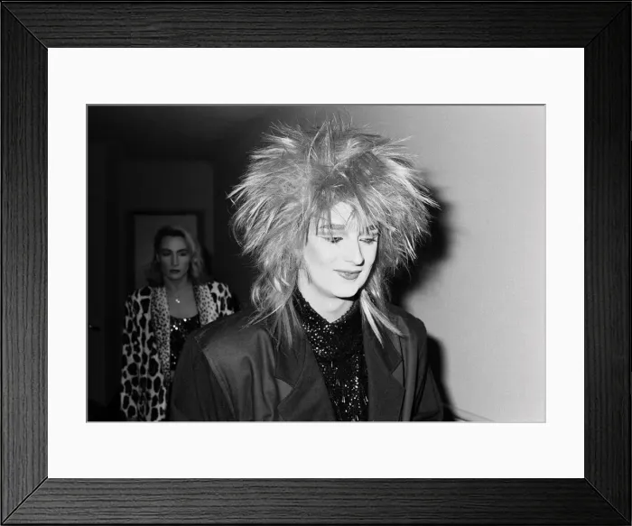 Framed Print : Culture Club singer Boy George arriving for the premiere of the film 1984 Framed Print : Culture Club singer Boy George arriving for the premiere of the film 1984