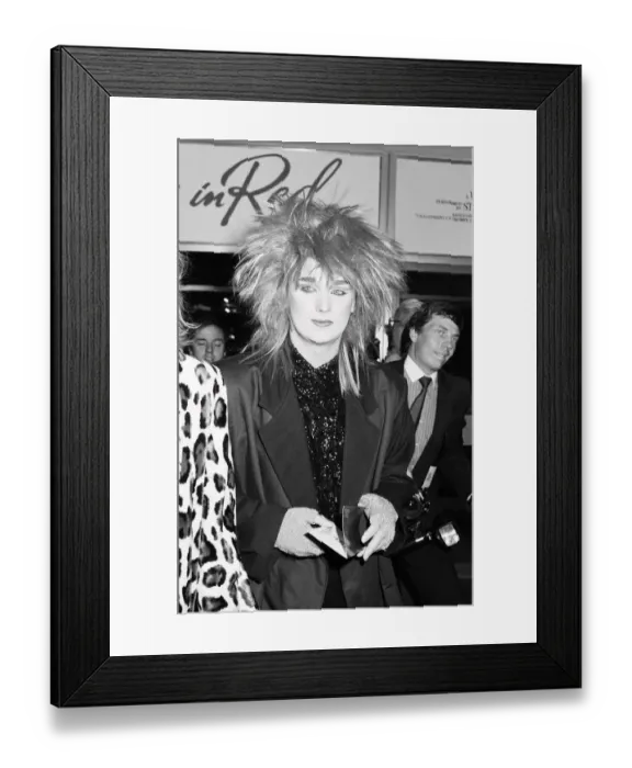 Framed Print : Culture Club singer Boy George arriving for the premiere of the film 1984