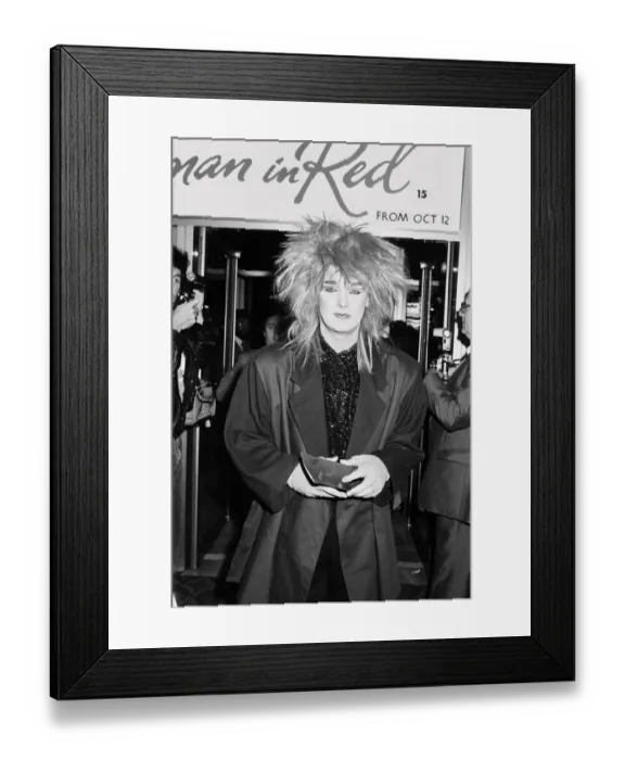 Framed Print : Culture Club singer Boy George arriving for the premiere of the film 1984