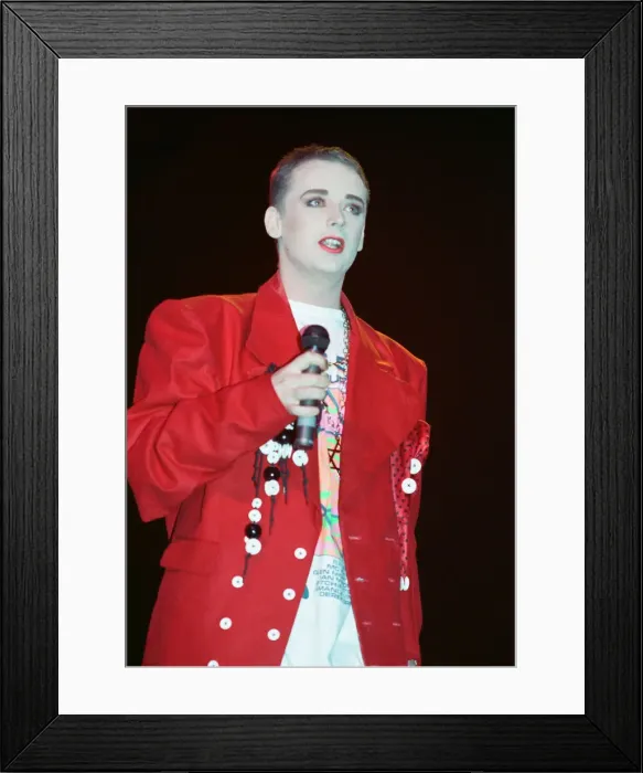 Framed Print : Singer Boy George performing in concert. 14th December 1988 Framed Print : Singer Boy George performing in concert. 14th December 1988
