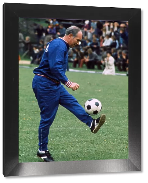 England manager Alf Ramsey pictured during an England training session, 1973