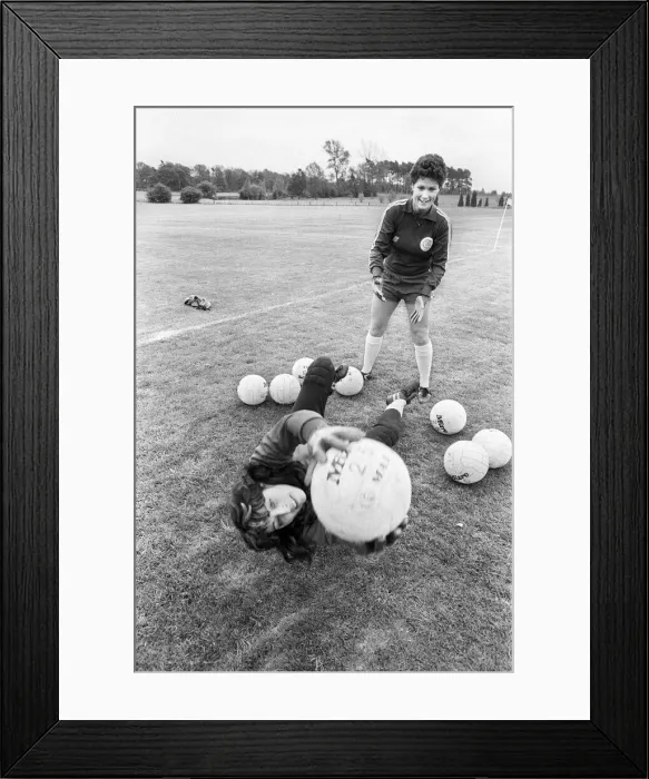 Framed Print : England Womens Football Team, pictured during training session ahead of their