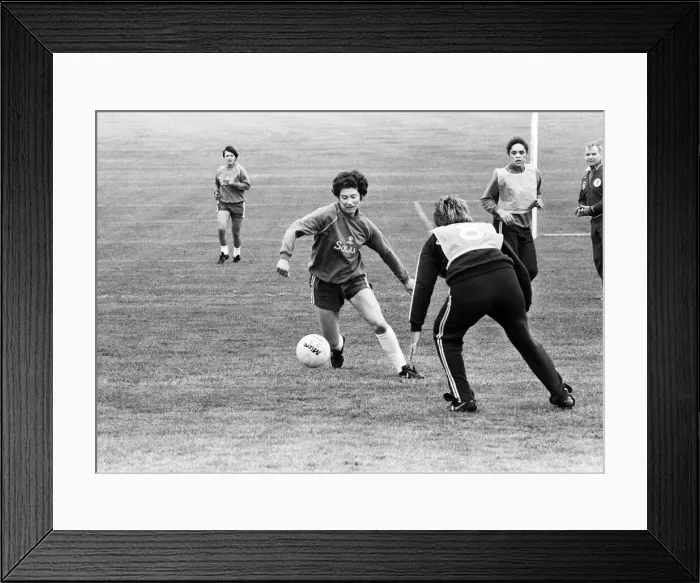 Framed Print : England Womens Football Team, pictured during training session ahead of their