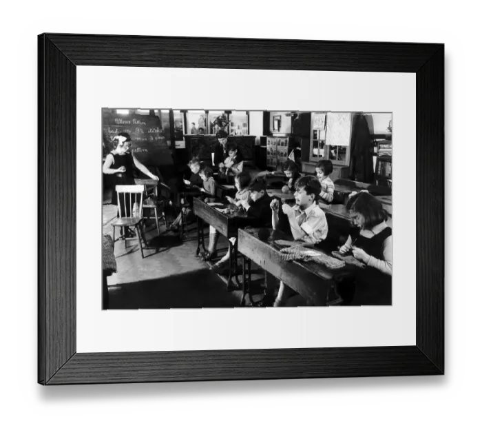 Framed Print : Children learning to knit circa 1946 Framed Print : Children learning to knit circa 1946