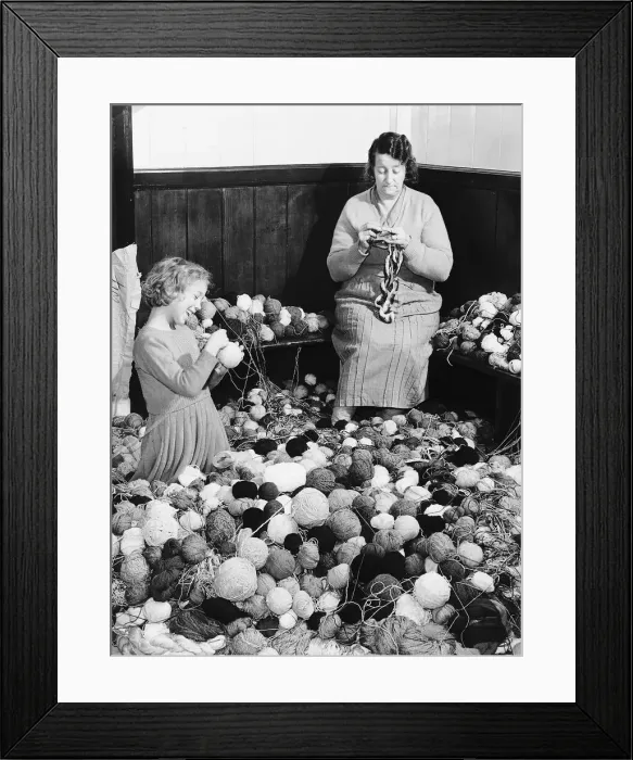 Framed Print : Wool Knitting Mrs T White after writing a letter to the Mirror asking for wool to make Framed Print : Wool Knitting Mrs T White after writing a letter to the Mirror asking for wool to make