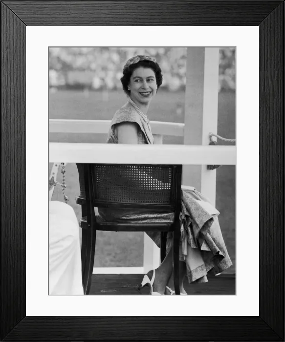 Framed Print : The Queen turns to smile at the crowds during the ceremony of presenting New Colours to Framed Print : The Queen turns to smile at the crowds during the ceremony of presenting New Colours to