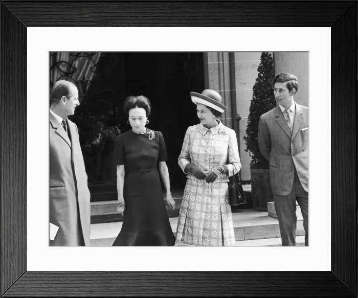 Framed Print : The Queen and The Duke of Edinburgh with Prince Charles and Duchess of Windsor in France Framed Print : The Queen and The Duke of Edinburgh with Prince Charles and Duchess of Windsor in France