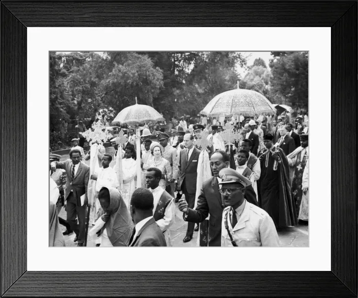 Framed Print : Royal Tours. The Queen and The Duke of Edinburgh at The Holy Trinity Cathedral in Adis Framed Print : Royal Tours. The Queen and The Duke of Edinburgh at The Holy Trinity Cathedral in Adis