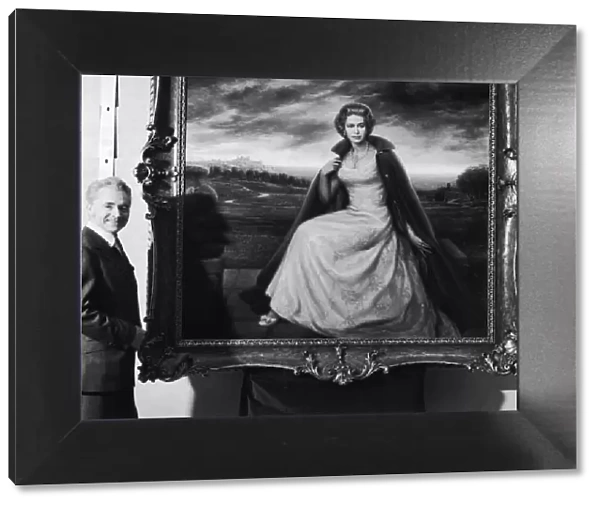 A portrait of Queen Elizabeth II with the artist Joe King. 25th January 1972