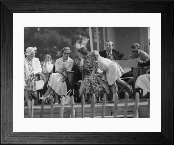 Framed Print : Queen Ingrid of Denmark watching Polo with The Queen, Prince Charles