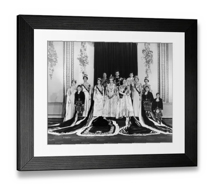 Framed Print : Coronation of Queen Elizabeth II. The Royal Family in their robes after the Coronation