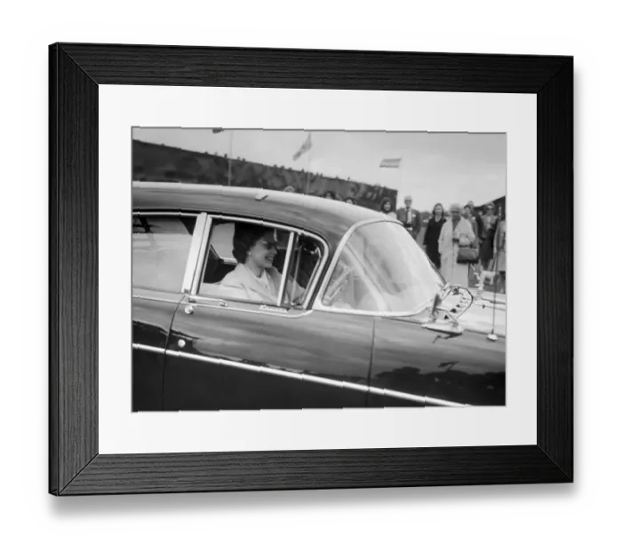 Framed Print : The Queen driving her car. 1965 Framed Print : The Queen driving her car. 1965