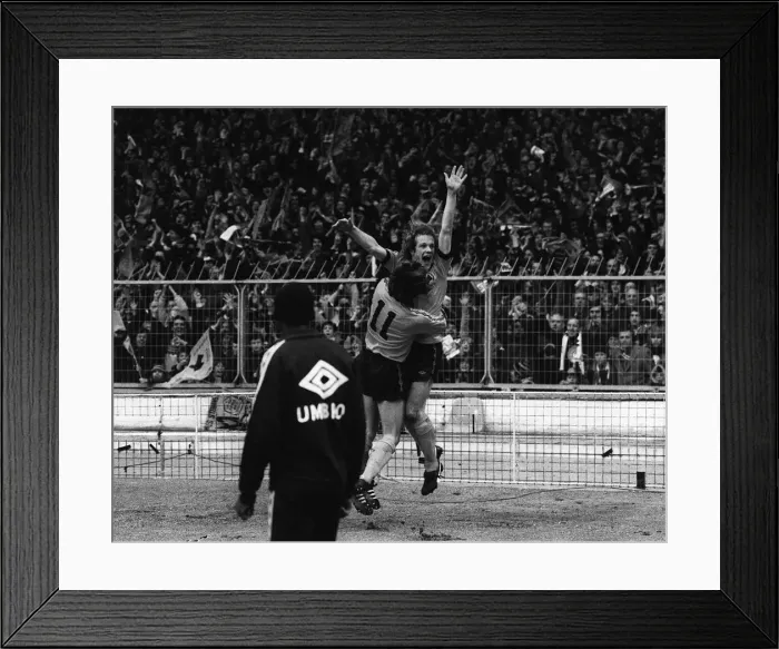 Framed Print : Andy Gray celebrating after a goal for Wolves against Nottingham Forest in Framed Print : Andy Gray celebrating after a goal for Wolves against Nottingham Forest in