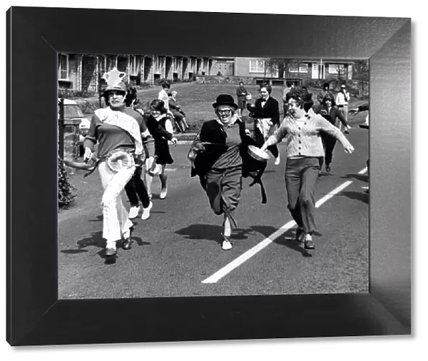 The Wylam Pancake race organised by the Wylam Playgroup 1 March 1971