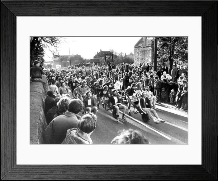 Framed Print : The New Years Day Blackbird Inn wheelbarrow race for charity in Ponteland on 1st January Framed Print : The New Years Day Blackbird Inn wheelbarrow race for charity in Ponteland on 1st January