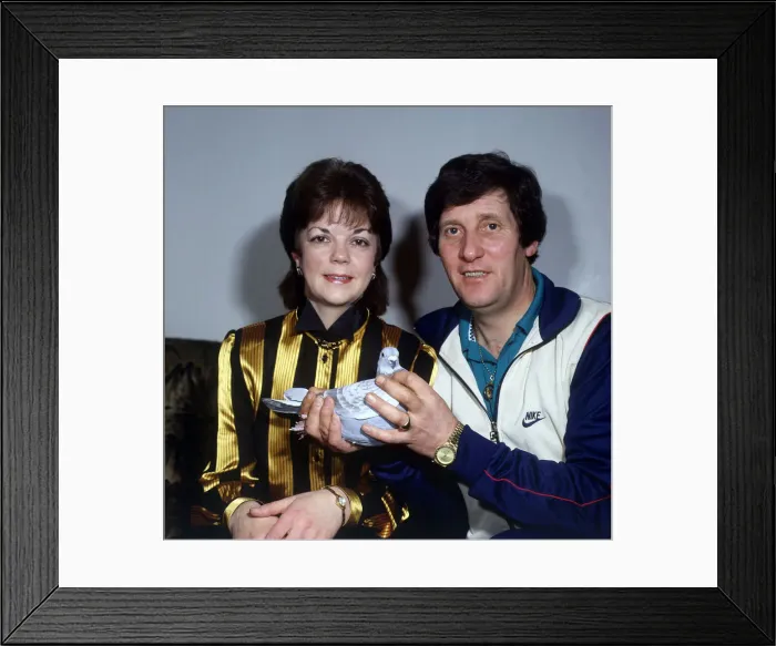 Framed Print : Hamilton Academical football manager John Lambie with his wife Mary Lambie February 1987