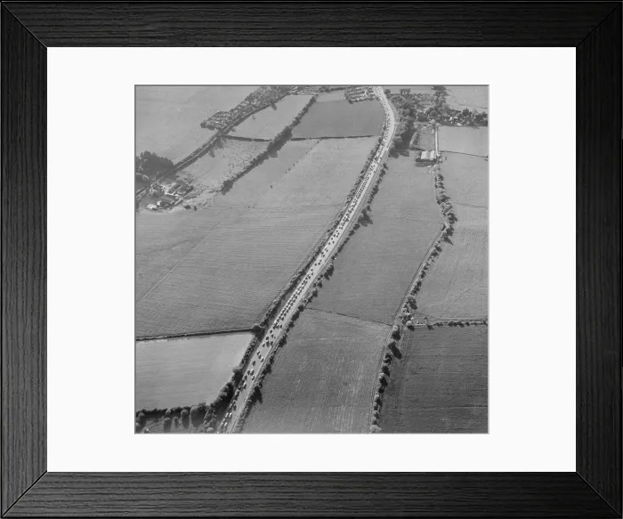 Framed Print : Traffic seen building up from an ariel view on the A2, Bank holiday 29th May 1967 Framed Print : Traffic seen building up from an ariel view on the A2, Bank holiday 29th May 1967