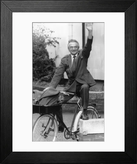 Framed Print : Postmen and women in Leamington have been chosen to test a new superbike aimed Framed Print : Postmen and women in Leamington have been chosen to test a new superbike aimed