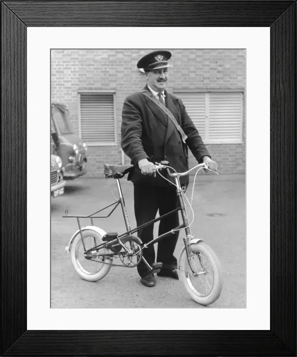 Framed Print : Two prototype mini-bikes, isued to Stratford-on-Avon Post Office to see if they were any
