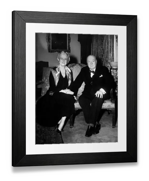 Framed Print : Prime Minister, Sir Winston Churchill with Lady Churchill at pictured 10