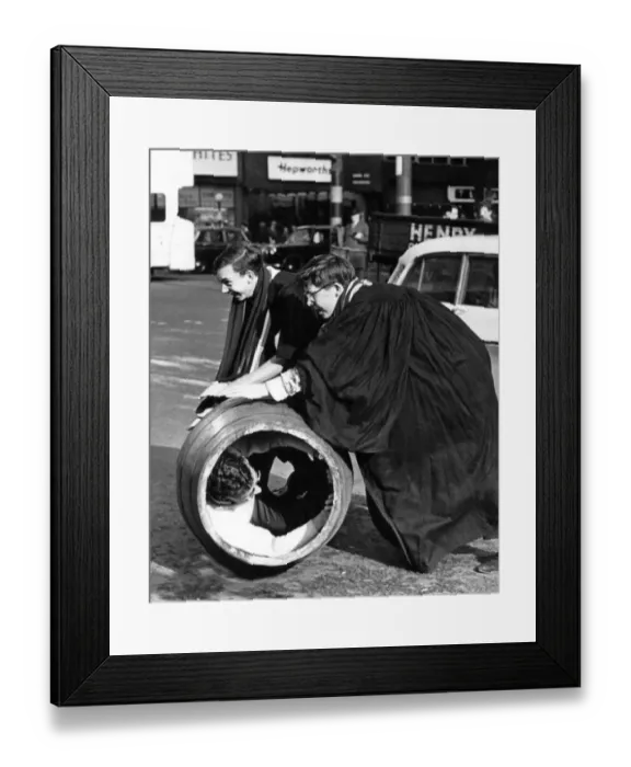 Framed Print : Newcastle students rolled out the barrel around Grey Framed Print : Newcastle students rolled out the barrel around Grey