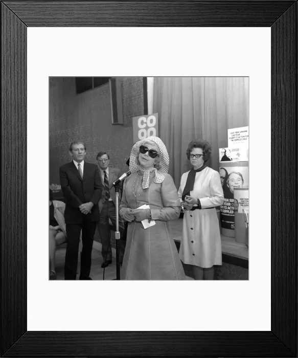 Framed Print : Singer Dorothy Squires in Newcastle on May 25, 1972, to launch an appeal for Action for Framed Print : Singer Dorothy Squires in Newcastle on May 25, 1972, to launch an appeal for Action for