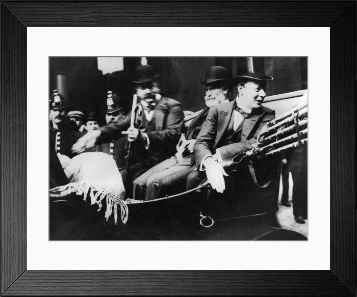 Framed Print : Winston Churchill with Manchester Guardian editor C P Scott leaving the Reform Club in Framed Print : Winston Churchill with Manchester Guardian editor C P Scott leaving the Reform Club in