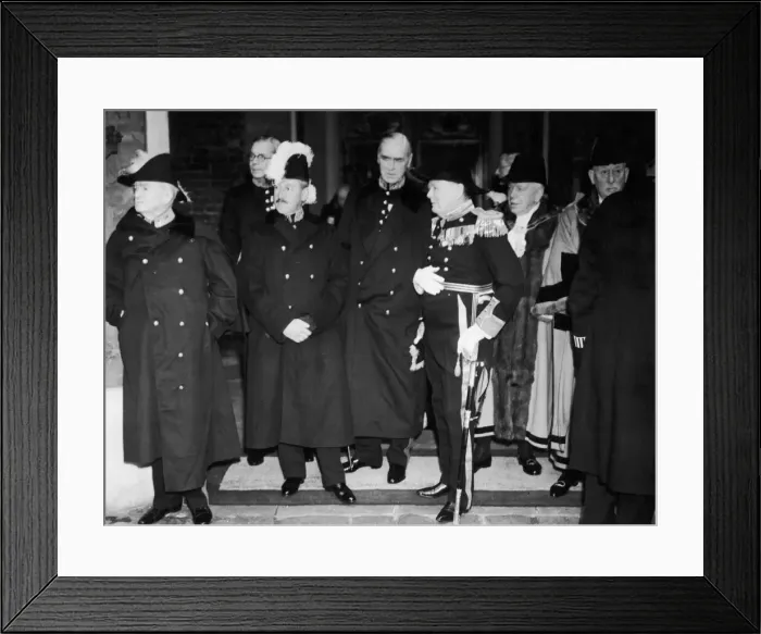 Framed Print : Winston Churchill and Sir Herbert Samuel at St James Palace for the accession council to Framed Print : Winston Churchill and Sir Herbert Samuel at St James Palace for the accession council to